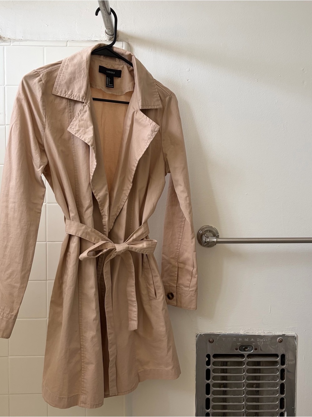 Forever 21 Light Pink Tie-Waist Trench Coat